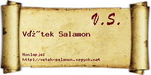 Vétek Salamon névjegykártya